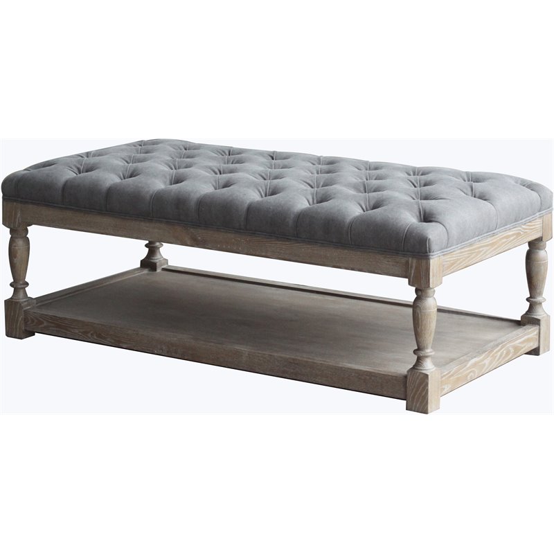 Pangea Home Athena Wood Rectangle Coffee Table in Antique White & Frost Gray