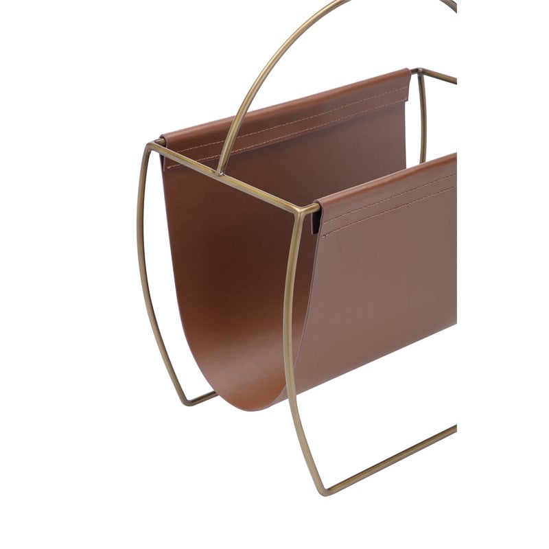 Pangea Home Blake Metal Magazine Rack in Brown