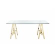 Pangea Home Brady Metal Desk with Glass in Polished Gold