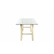 Pangea Home Brady Metal Desk with Glass in Polished Gold