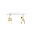 Pangea Home Brady Small Metal Desk with Glass in Polished Gold