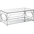 Pangea Home Edward Metal Rectangle Coffee Table with Glass in Silver