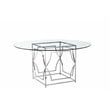 Pangea Home Edward Metal Round Dining Table with Glass in Silver