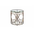 Pangea Home Edward Metal Round Side Table with Glass in Brushed Brass