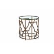 Pangea Home Edward Metal Round Side Table with Glass in Brushed Brass