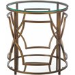Pangea Home Edward Metal Round Side Table with Glass in Brushed Brass