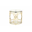 Pangea Home Edward Metal Round Side Table with Glass in Polished Gold
