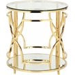 Pangea Home Edward Metal Round Side Table with Glass in Polished Gold