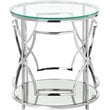 Pangea Home Edward Metal Round Side Table with Glass in Silver