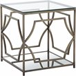 Pangea Home Edward Metal Side Table with Glass in Brushed Brass