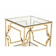 Pangea Home Edward Metal Side Table with Glass in Polished Gold