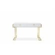 Pangea Home Julia Stainless Steel Desk in Glossy White Lacquer & Gold