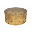 Pangea Home Margot Metal Coffee Table with Glass in Gold Leaf