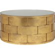 Pangea Home Margot Metal Coffee Table with Glass in Gold Leaf
