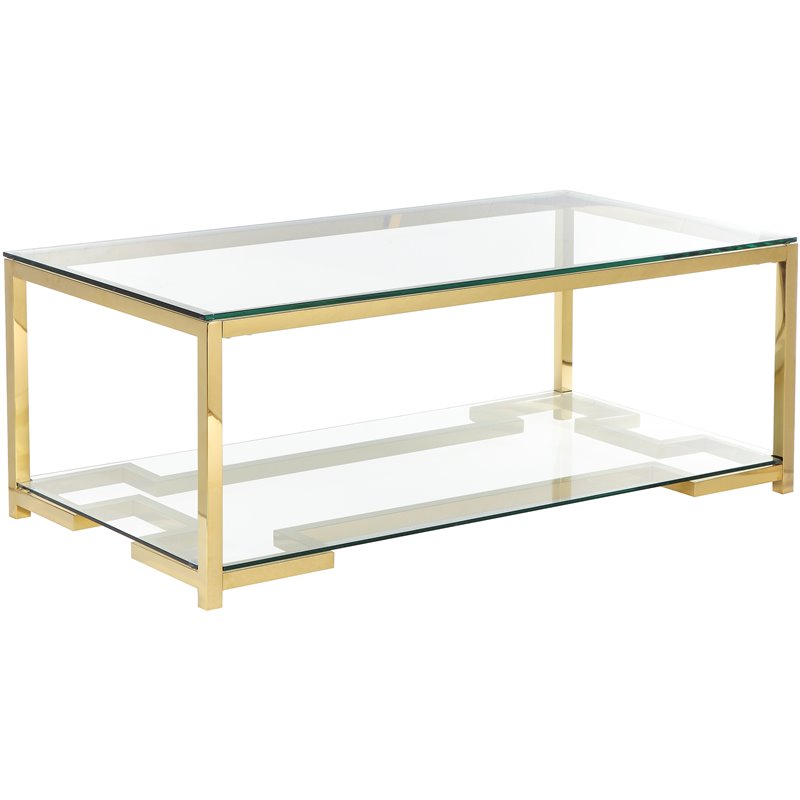 Pangea Home Nina Metal Coffee Table in Polished Gold