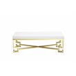 Pangea Home Sophia Stainless Steel Coffee Table in White Lacquer & Gold