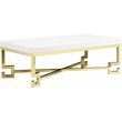 Pangea Home Sophia Stainless Steel Coffee Table in White Lacquer & Gold