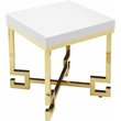 Pangea Home End Table Coffee Accent Table Square in Stainless Steel - White