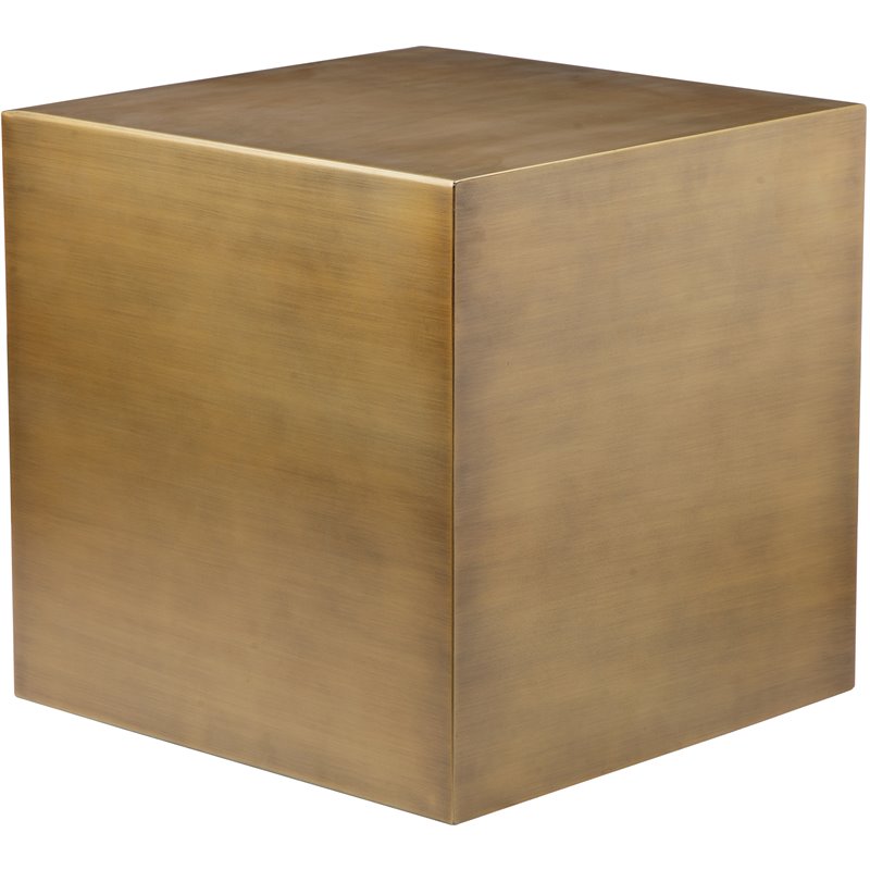Pangea Home Spencer Large Metal Side Table in Brushed Brass