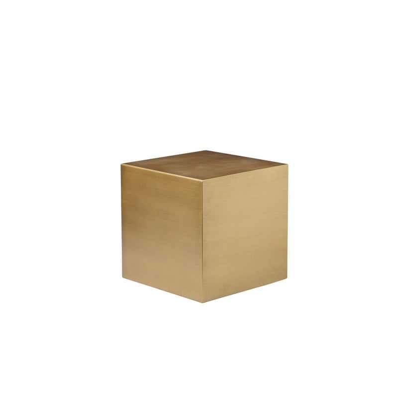 Pangea Home Spencer Small Metal Side Table in Brushed Brass