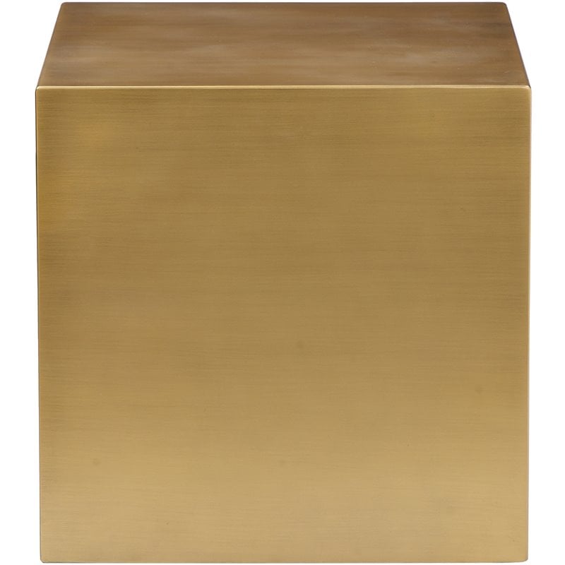 Pangea Home Spencer Small Metal Side Table in Brushed Brass