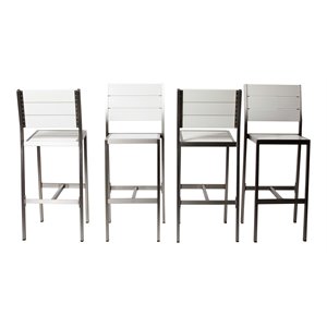 Pangea Home Breeze 44&quot Aluminum Outdoor Bar Stools in Gray/White (Set of 4)
