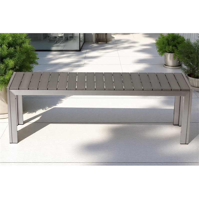 Pangea Home Breeze Modern Anodized Aluminum Frame Outdoor Bench in Gray