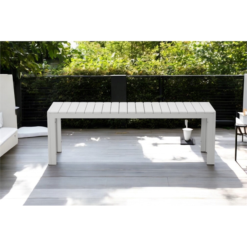 Pangea Home Breeze Modern Anodized Aluminum Frame Outdoor Bench in White