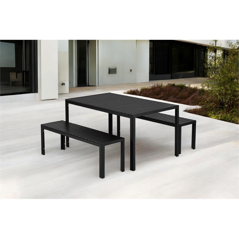 Pangea Home Breeze 3-piece Aluminum Patio Dining Set in Black Frame/Polyresin