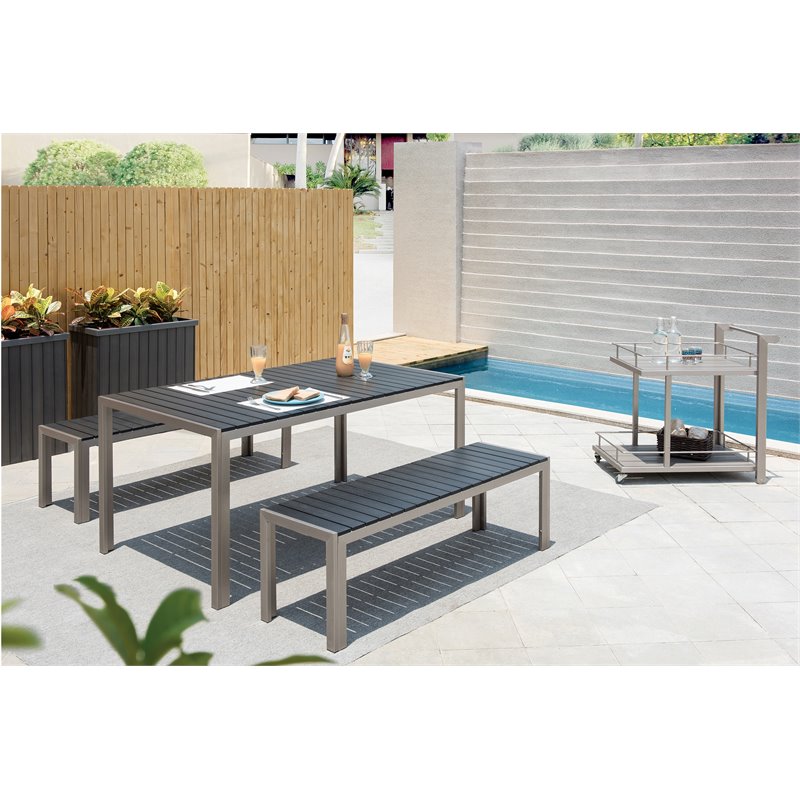 Pangea Home Breeze 3-piece Modern Aluminum Frame Patio Dining Set in Gray