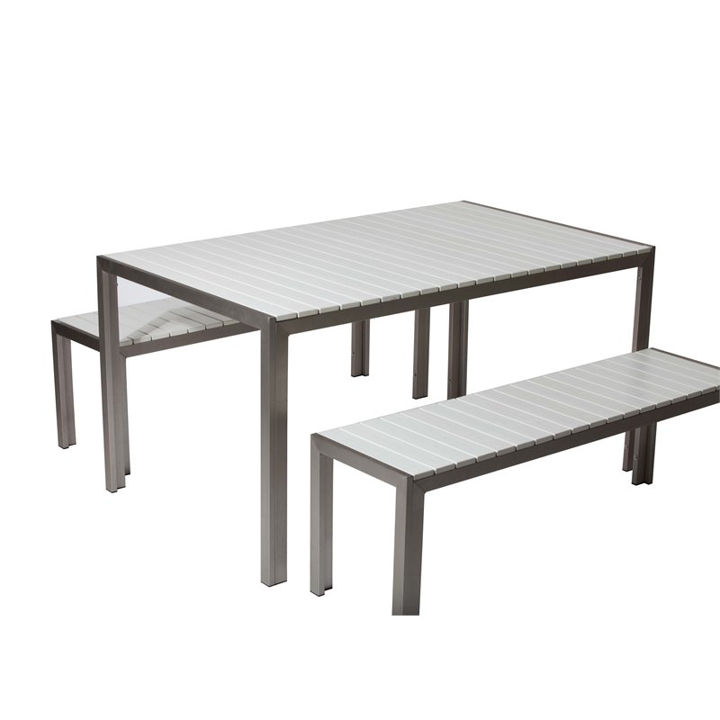 Pangea Home Breeze 3-piece Aluminum Frame Patio Dining Set in White