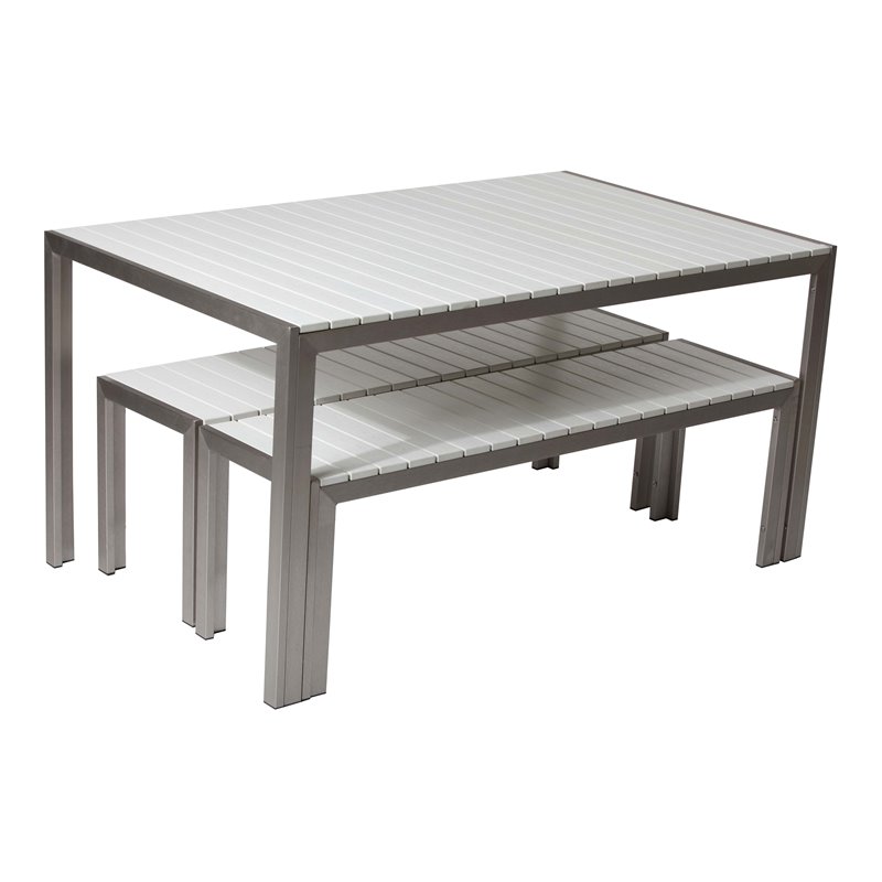 Pangea Home Breeze 3-piece Aluminum Frame Patio Dining Set in White