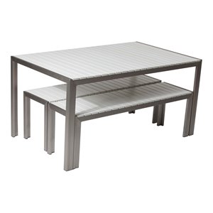 Pangea Home Breeze 3-piece Aluminum Frame Patio Dining Set in White