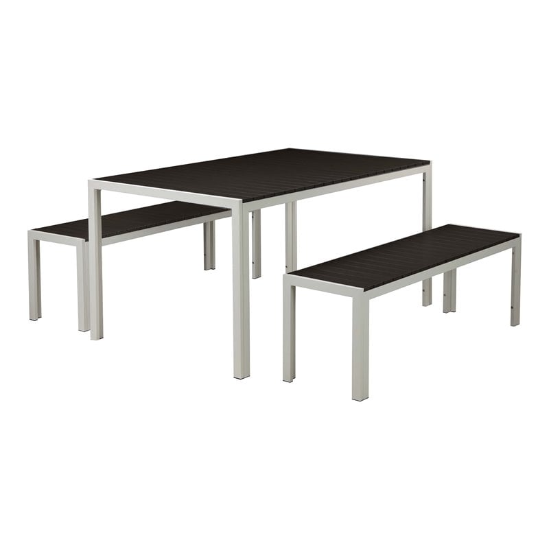 Pangea Home Breeze 3-piece Aluminum Frame Patio Dining Set in White/Black