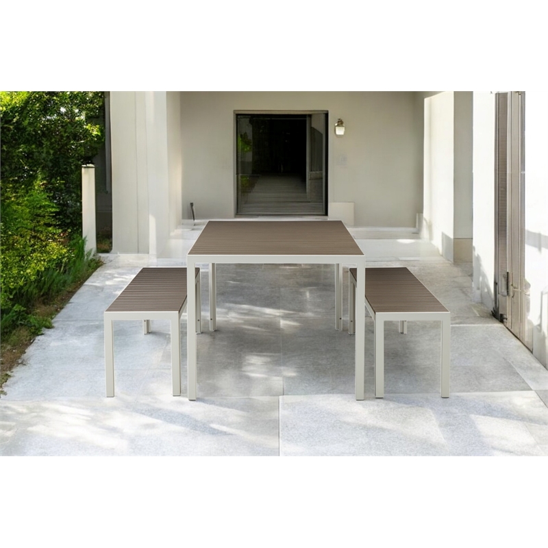 Pangea Home Breeze 3-piece Aluminum Frame Patio Dining Set in White/Gray