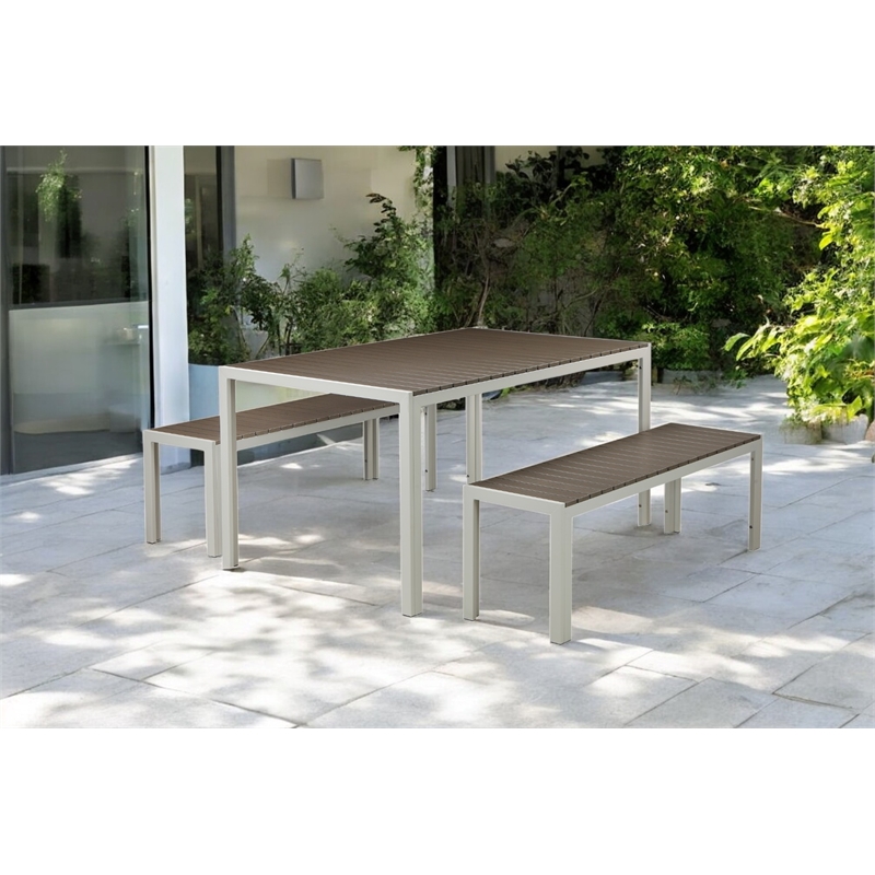 Pangea Home Breeze 3-piece Aluminum Frame Patio Dining Set in White/Gray