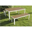 Pangea Home Breeze 3-piece Aluminum Patio Dining Set in White/Natural Teak