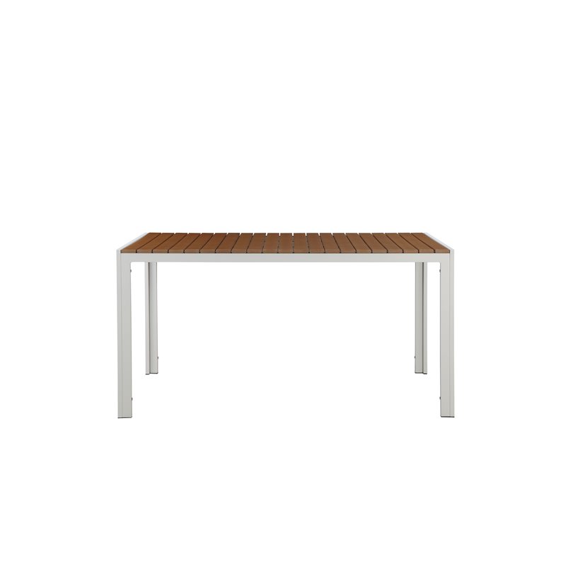 Pangea Home Breeze 3-piece Aluminum Patio Dining Set in White/Natural Teak