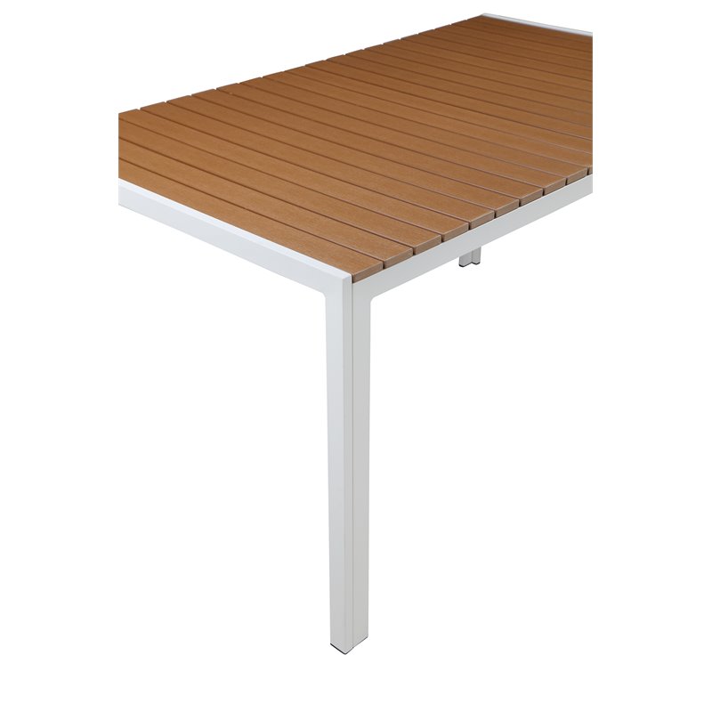 Pangea Home Breeze 3-piece Aluminum Patio Dining Set in White/Natural Teak