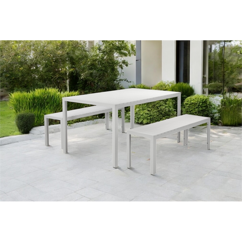 Pangea Home Breeze 3-piece Aluminum Patio Dining Set in White Frame/Polyresin