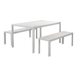 Pangea Home Breeze 3-piece Aluminum Patio Dining Set in White Frame/Polyresin