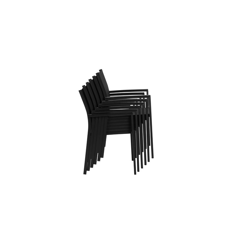 Pangea Home David Aluminum Frame Patio Dining Char in Black (Set of 6)