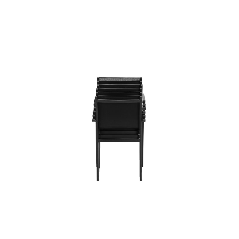 Pangea Home David Aluminum Frame Patio Dining Char in Black (Set of 6)
