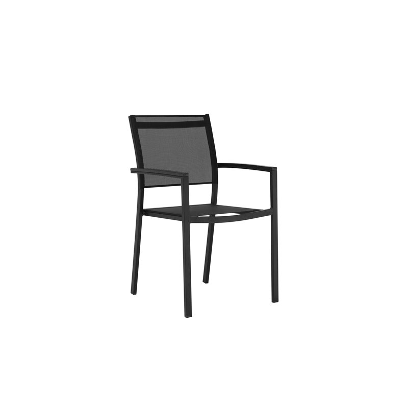 Pangea Home David Aluminum Frame Patio Dining Char in Black (Set of 6)