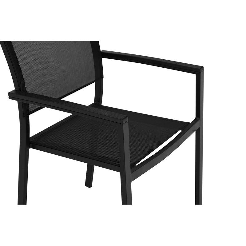 Pangea Home David Aluminum Frame Patio Dining Char in Black (Set of 6)