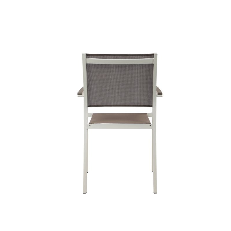 Pangea Home David Aluminum Patio Dining Char in White/Gray (Set of 6)