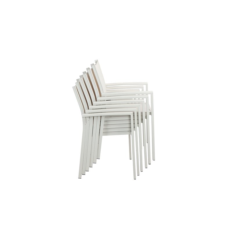 Pangea Home David Aluminum Frame Patio Dining Char in White (Set of 6)