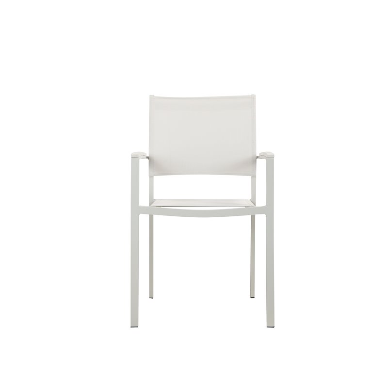Pangea Home David Aluminum Frame Patio Dining Char in White (Set of 6)