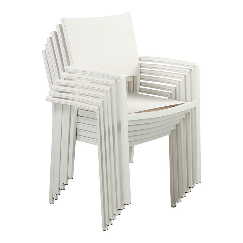 Pangea Home David Aluminum Frame Patio Dining Char in White (Set of 6)