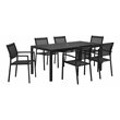 Pangea Home David 7-piece Modern Aluminum Frame Patio Dining Set in Black